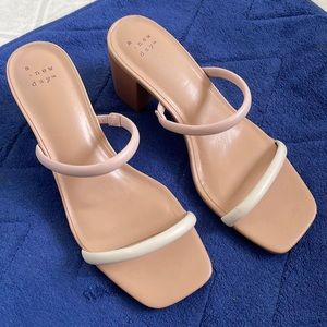 A New Day two-toned slide block sandals